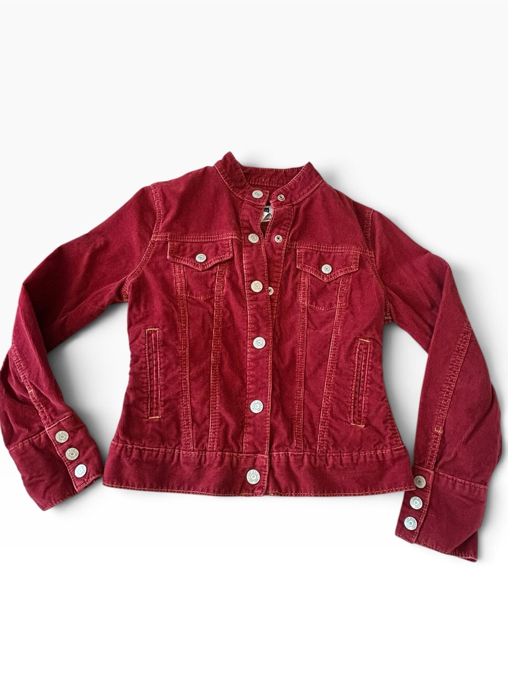 Gap Vintage Y2K Red Stretch Corduroy TruckerJacket Size XS Gilmore Girls